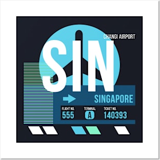 Singapore (SIN) Airport Code Baggage Tag Posters and Art